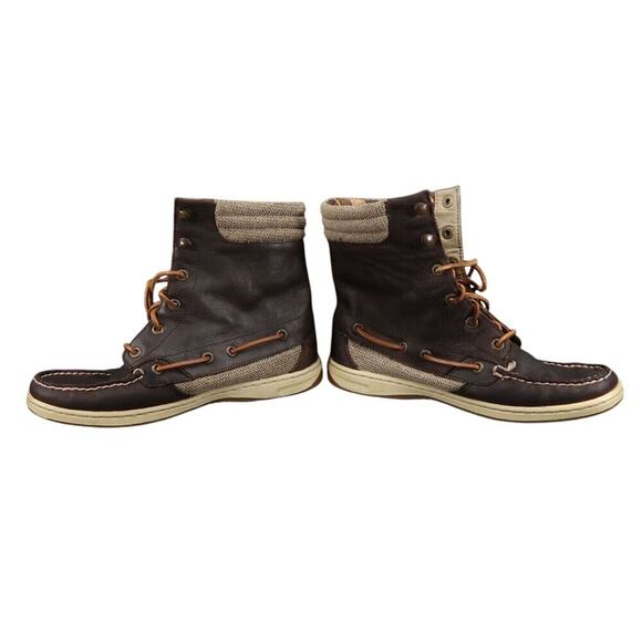 Sperry Shoes Womens 7.5 Boots Hikerfish Lace Up Moc Toe Leather Top Sider Brown - Picture 11 of 15